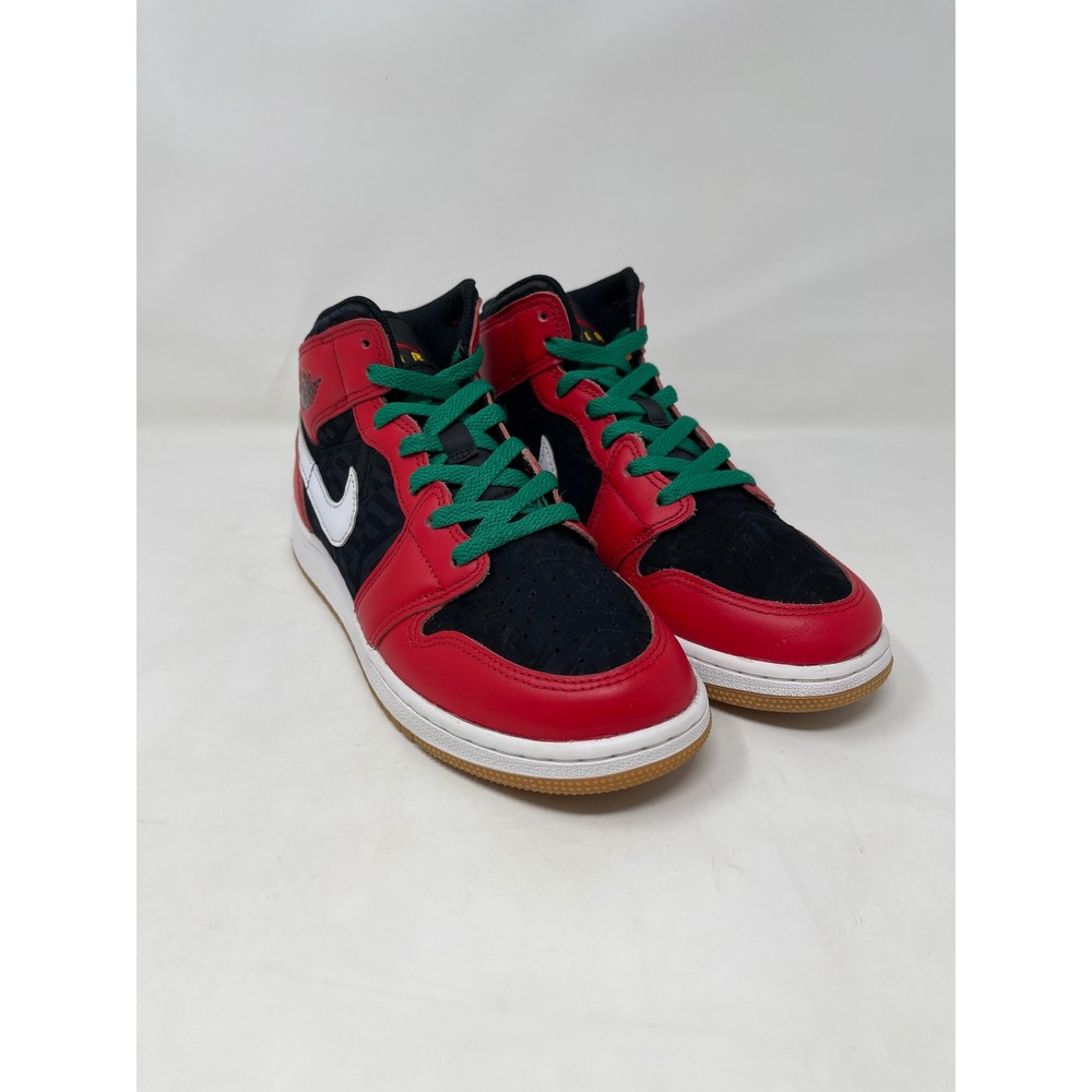 Nike Air Jordan 1 Mid SE GS Christmas Red Black Green DQ8418-006 Kids Size 6Y